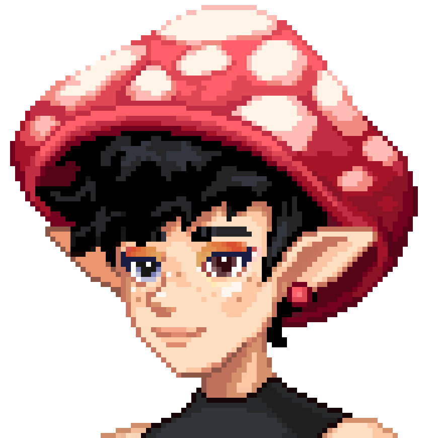Character in a mushroom hat